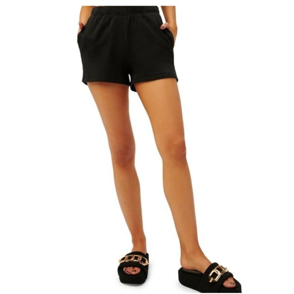 NWOT Good American Black Cotton Jersey Fleece Shorts Size 4 Style GS0022